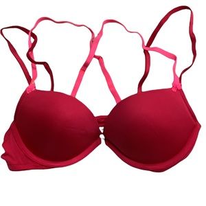 Victoria’s Secret Dream Angels Padded Demi Bra Front Closure in Red - size 32B
